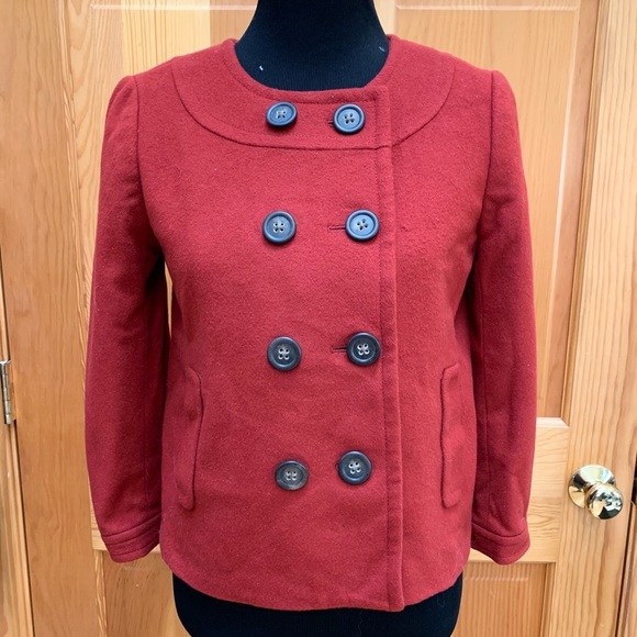 J. Crew Orange/Red Buttons Jacket, S. - Picture 5 of 7